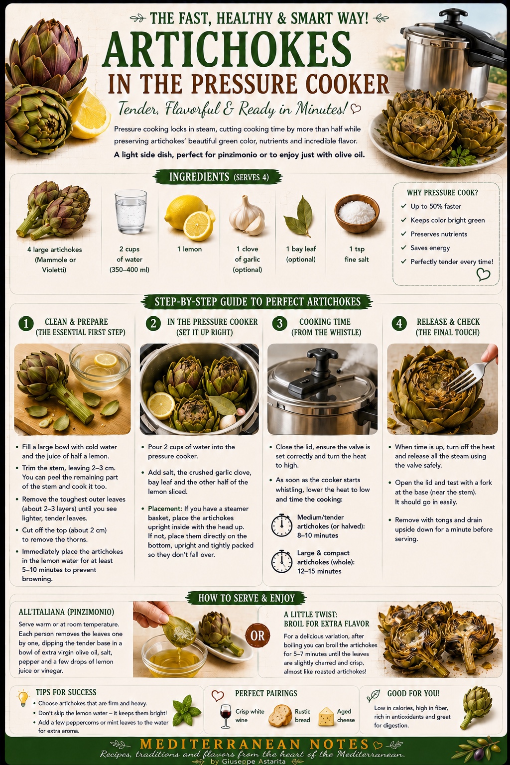 Artichokes in the Pressure Cooker — step-by-step infographic