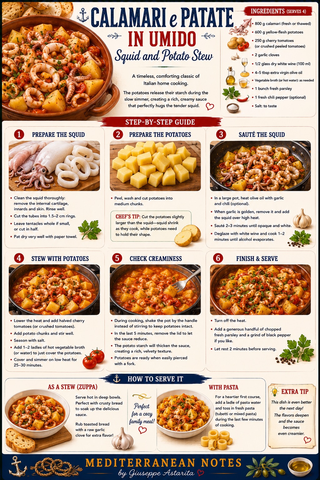 Calamari e Patate in Umido infographic