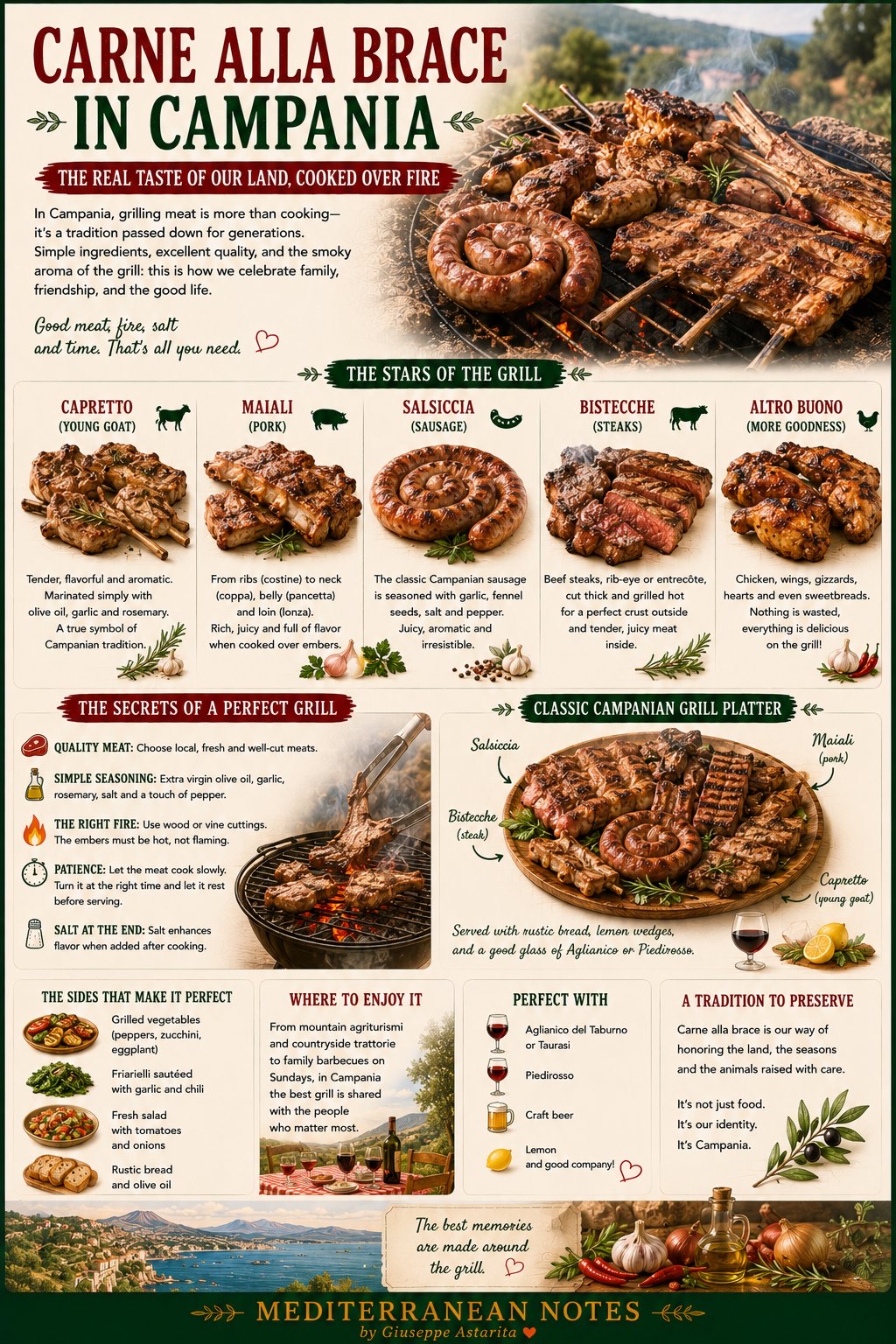 Carne alla Brace in Campania — grilling tradition infographic