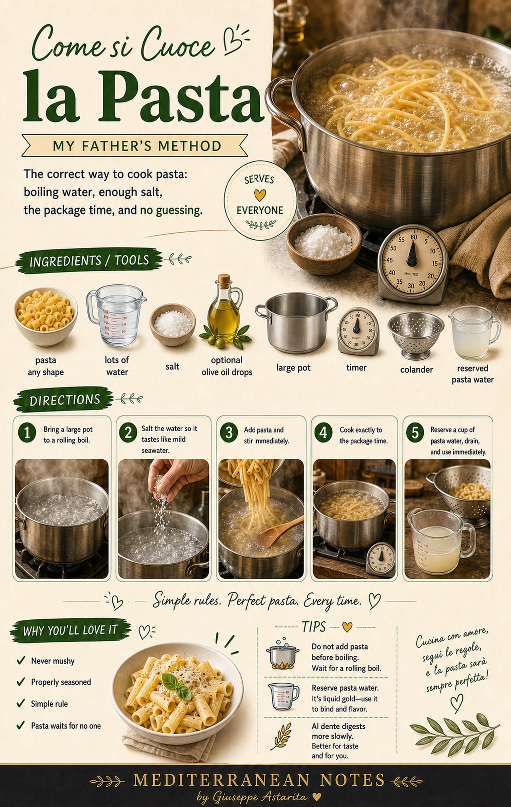 Come si cuoce la pasta infographic