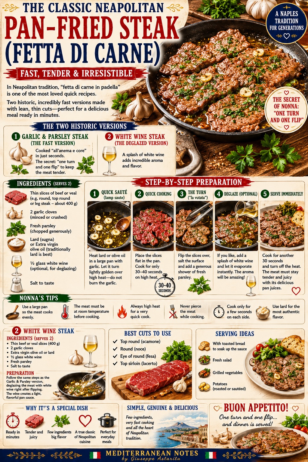 Fetta di Carne in Padella — infographic, Mediterranean Notes by Giuseppe Astarita