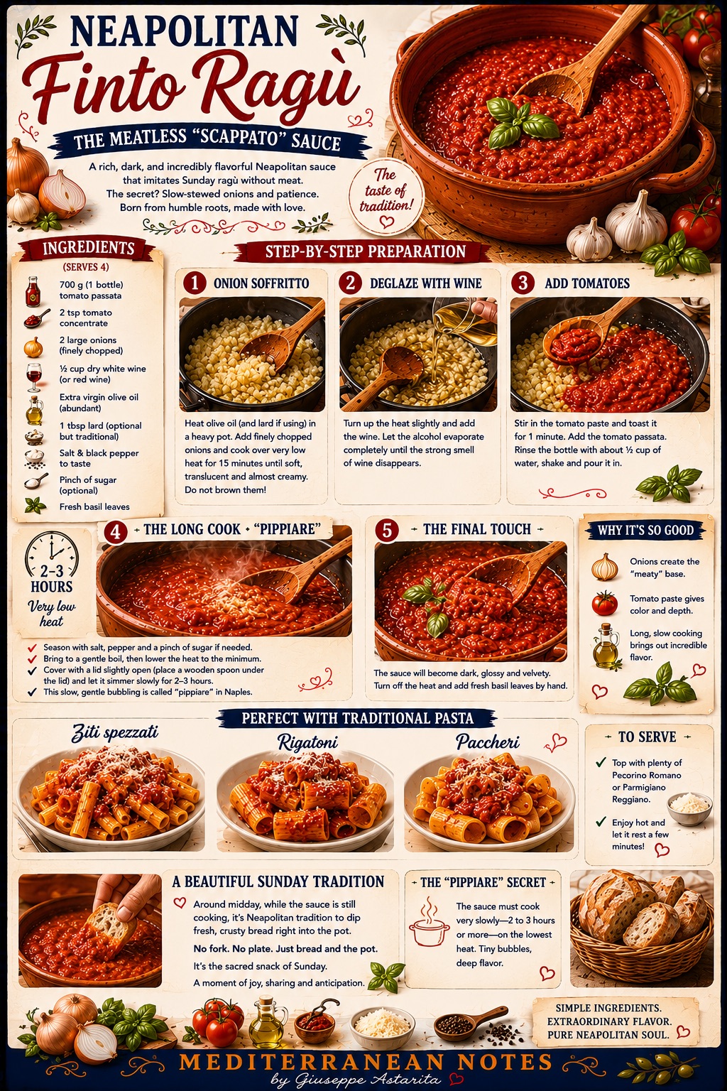 Finto Ragù Napoletano and the Sunday bread-dipping tradition — infographic
