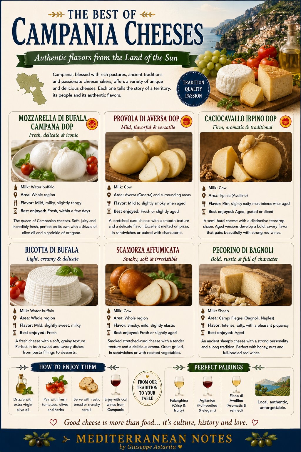 The Best of Campania Cheeses — authentic flavors infographic