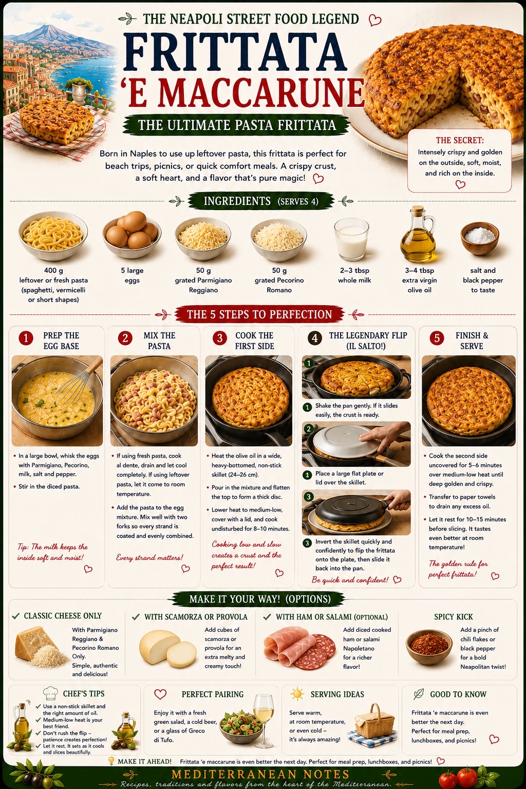 Frittata 'e maccarune — the ultimate pasta frittata infographic
