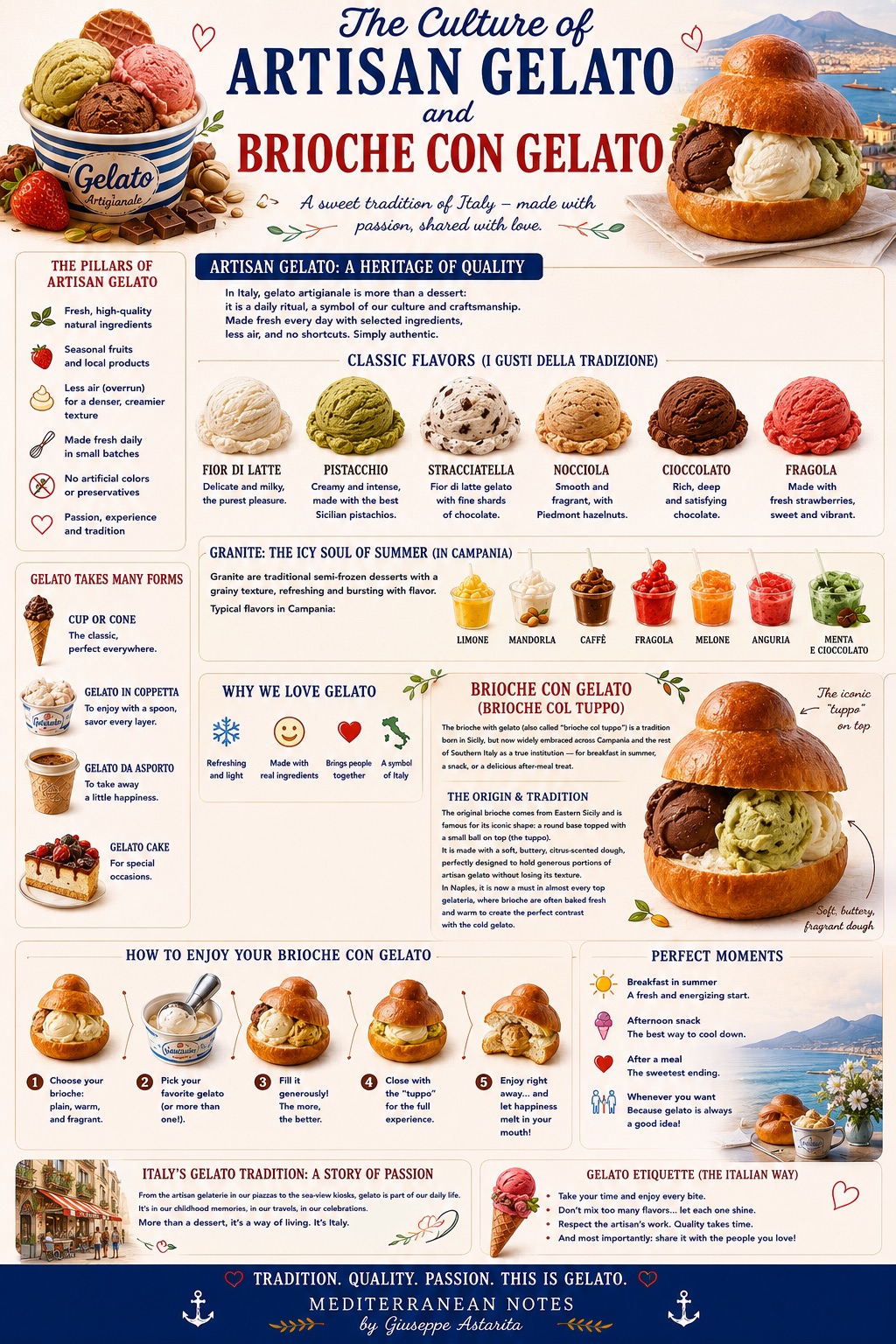 Il gelato artigianale e la brioche con gelato in Campania -- gusti, granita, etiquette, Mediterranean Notes