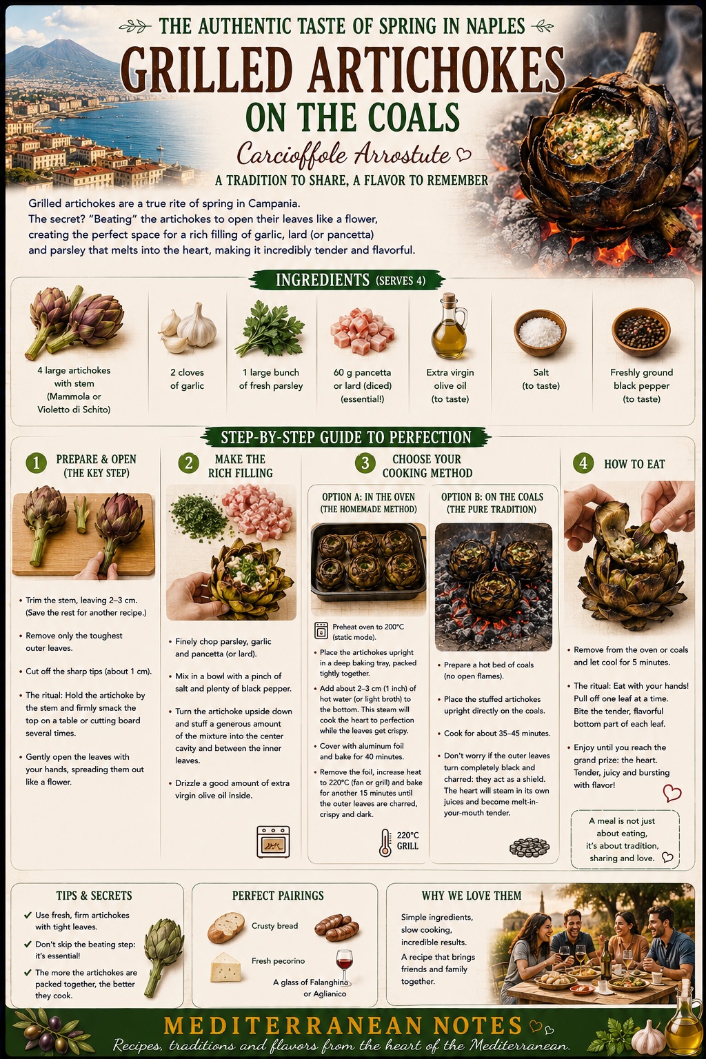 Grilled Artichokes on the Coals — step-by-step infographic