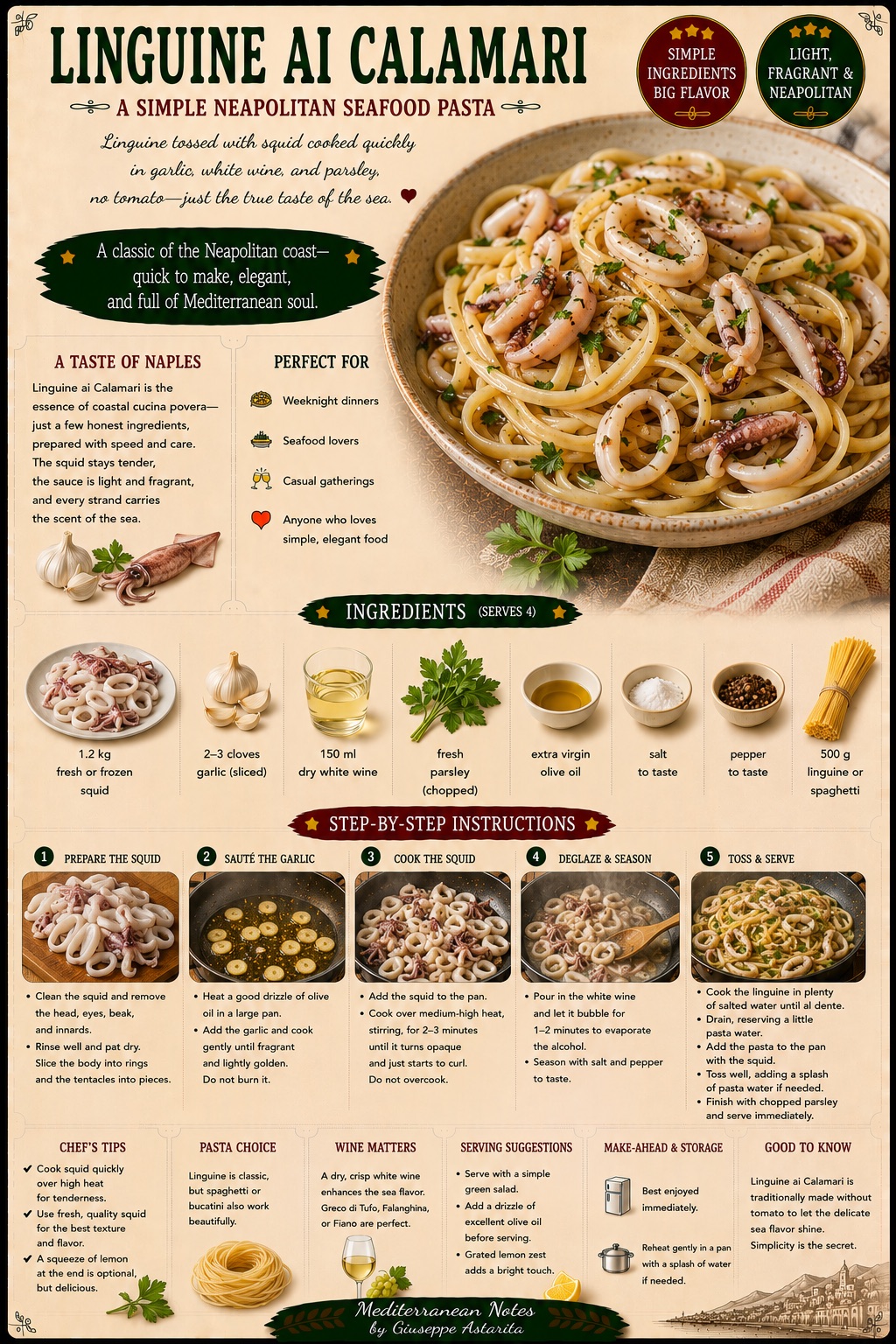 Linguine ai Calamari — infographic by Giuseppe Astarita
