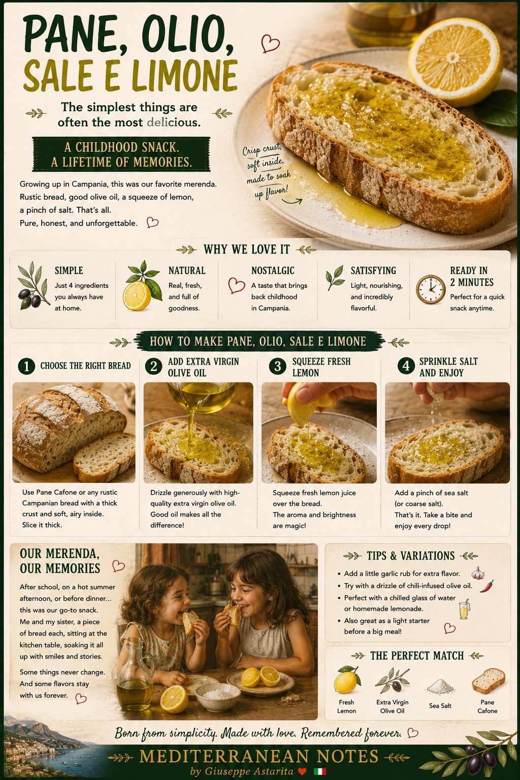 Pane, Olio, Sale e Limone — the childhood merenda infographic