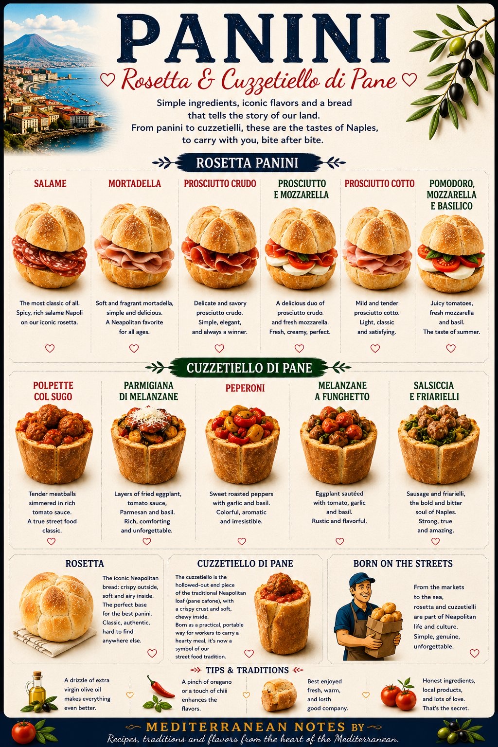 Panini napoletani — rosetta e cuzzetiello di pane