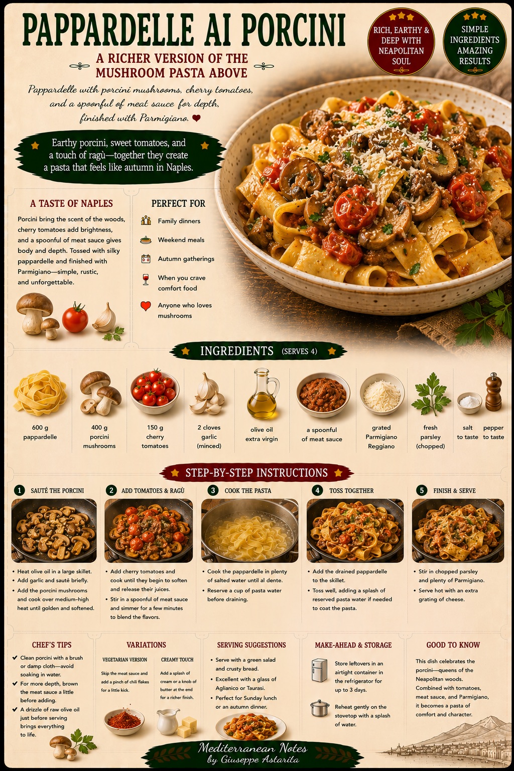 Pappardelle ai Porcini — infographic by Giuseppe Astarita