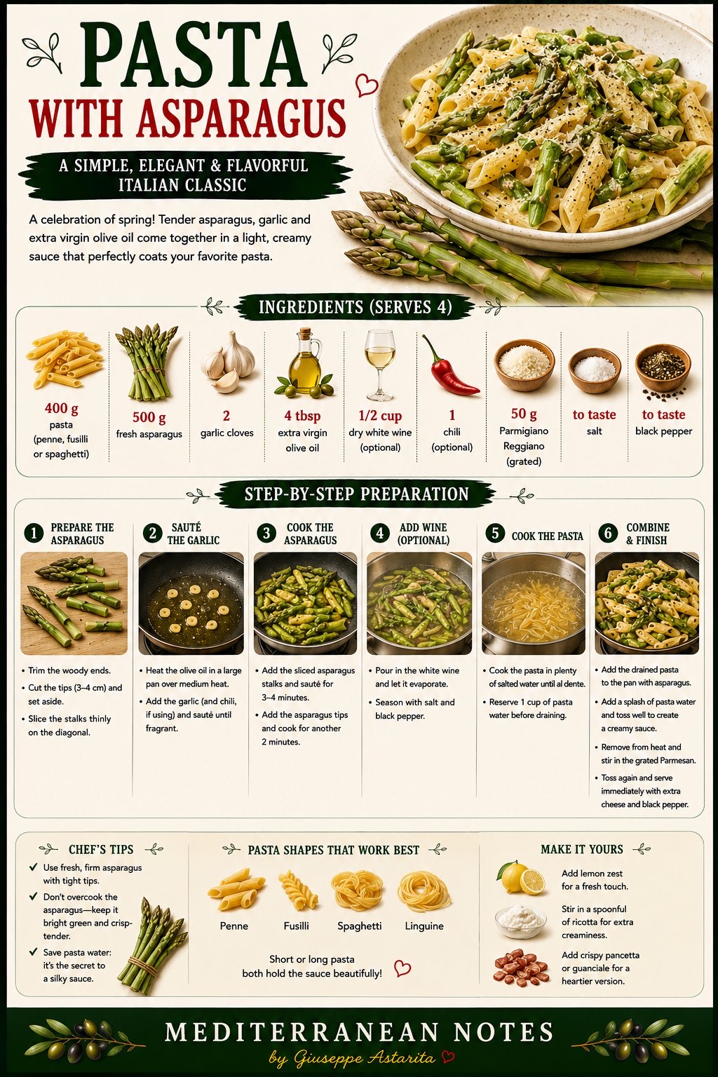 Pasta con Asparagi e Guanciale — infographic by Giuseppe Astarita