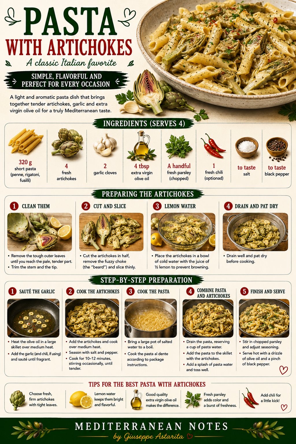 Pasta con Carciofi — infographic by Giuseppe Astarita