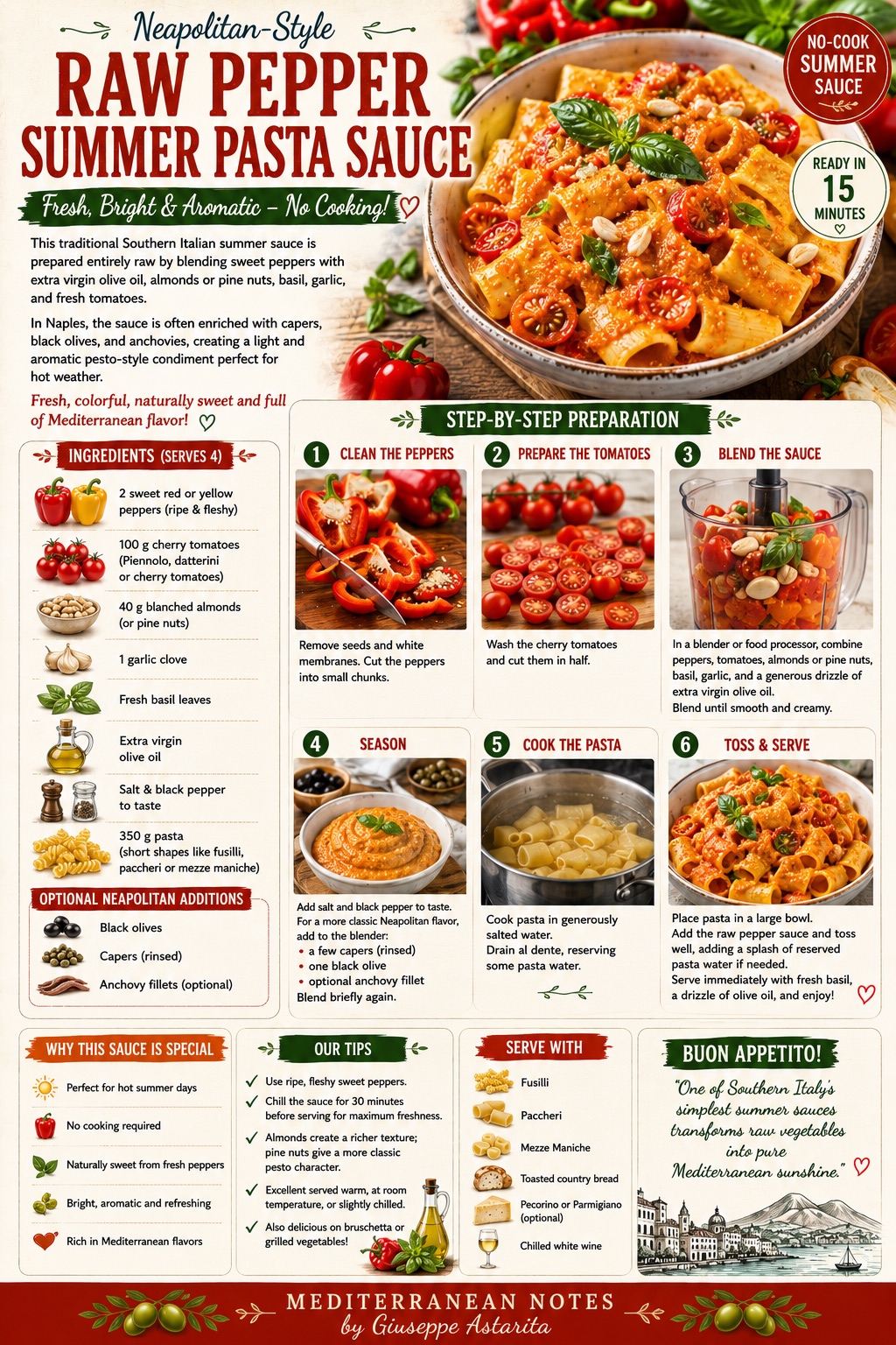 Salsa Cruda di Peperoni — infographic, Mediterranean Notes by Giuseppe Astarita
