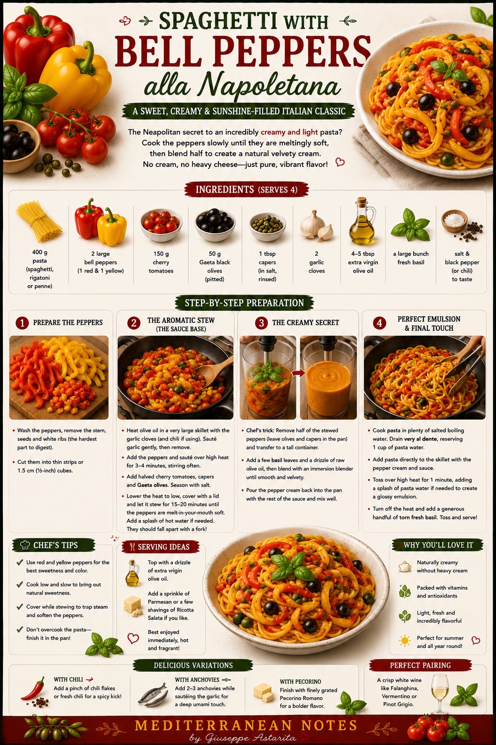 Spaghetti con peperoni alla napoletana infographic