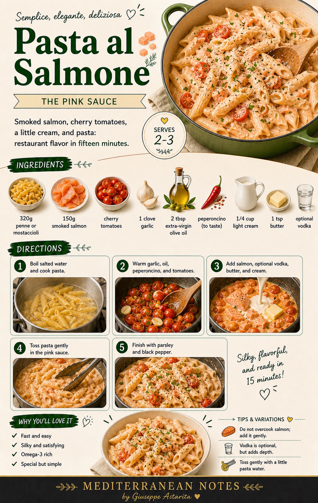 Pasta al salmone infographic
