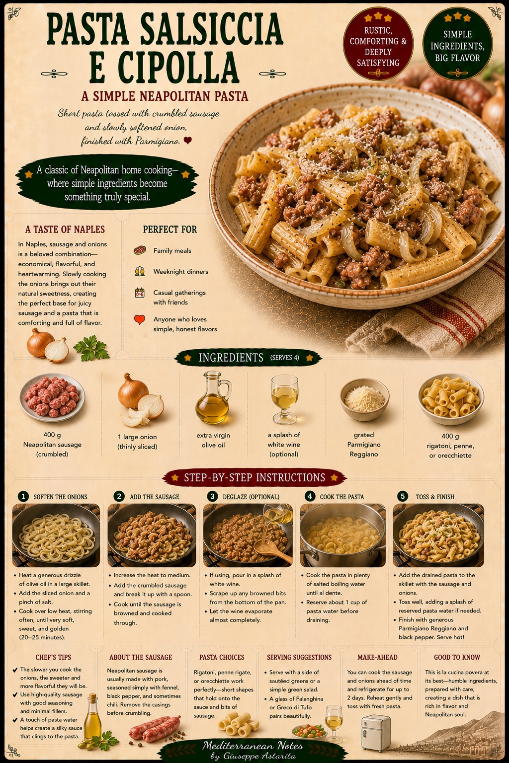 Pasta Salsiccia e Cipolla — infographic by Giuseppe Astarita