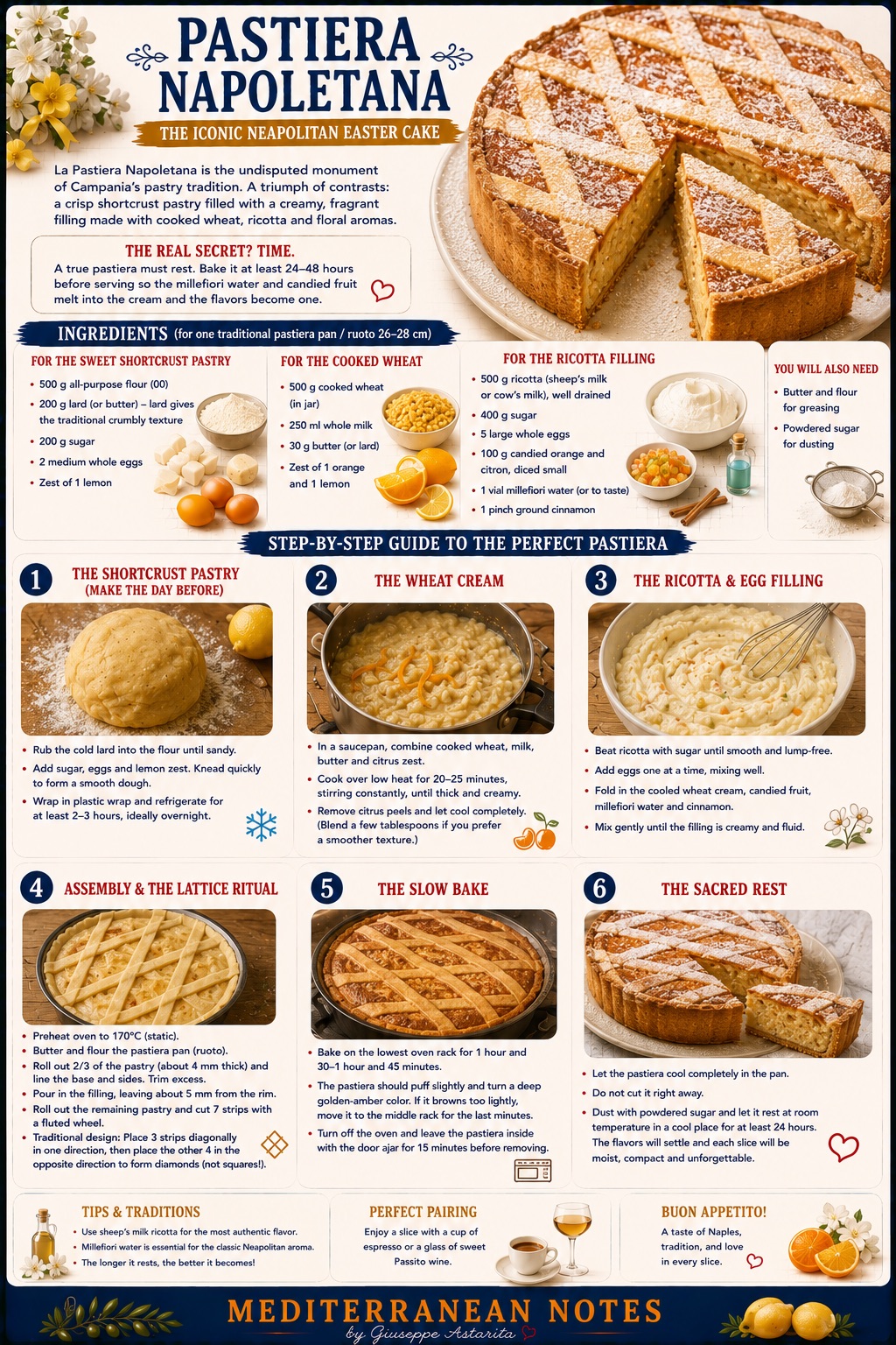 Pastiera Napoletana — step-by-step infographic