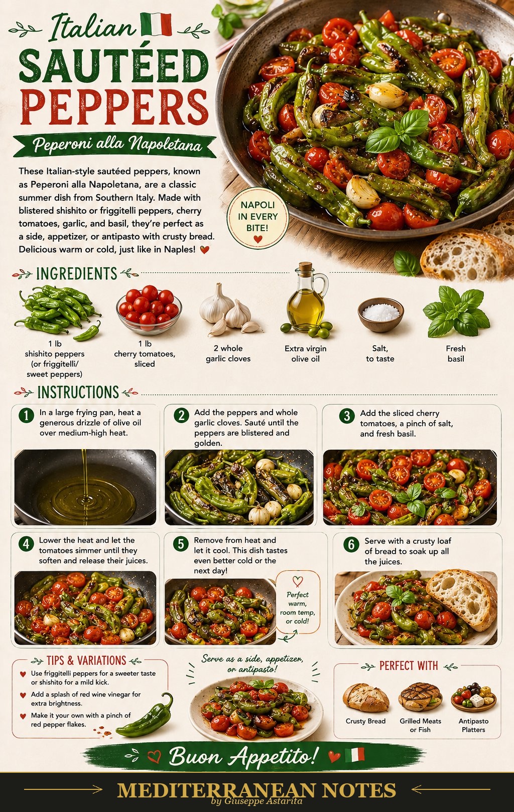 Peperoni alla Napoletana infographic — ingredients, instructions, and tips