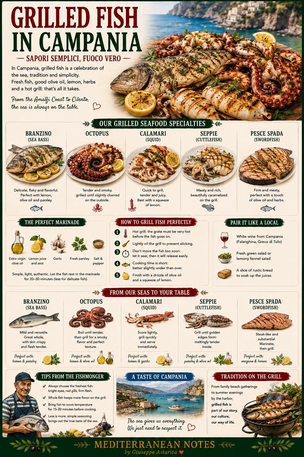 Grilled Fish in Campania — the sea specialties infographic