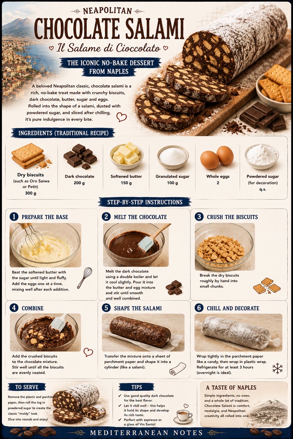 Neapolitan Chocolate Salami — Il Salame di Cioccolato infographic
