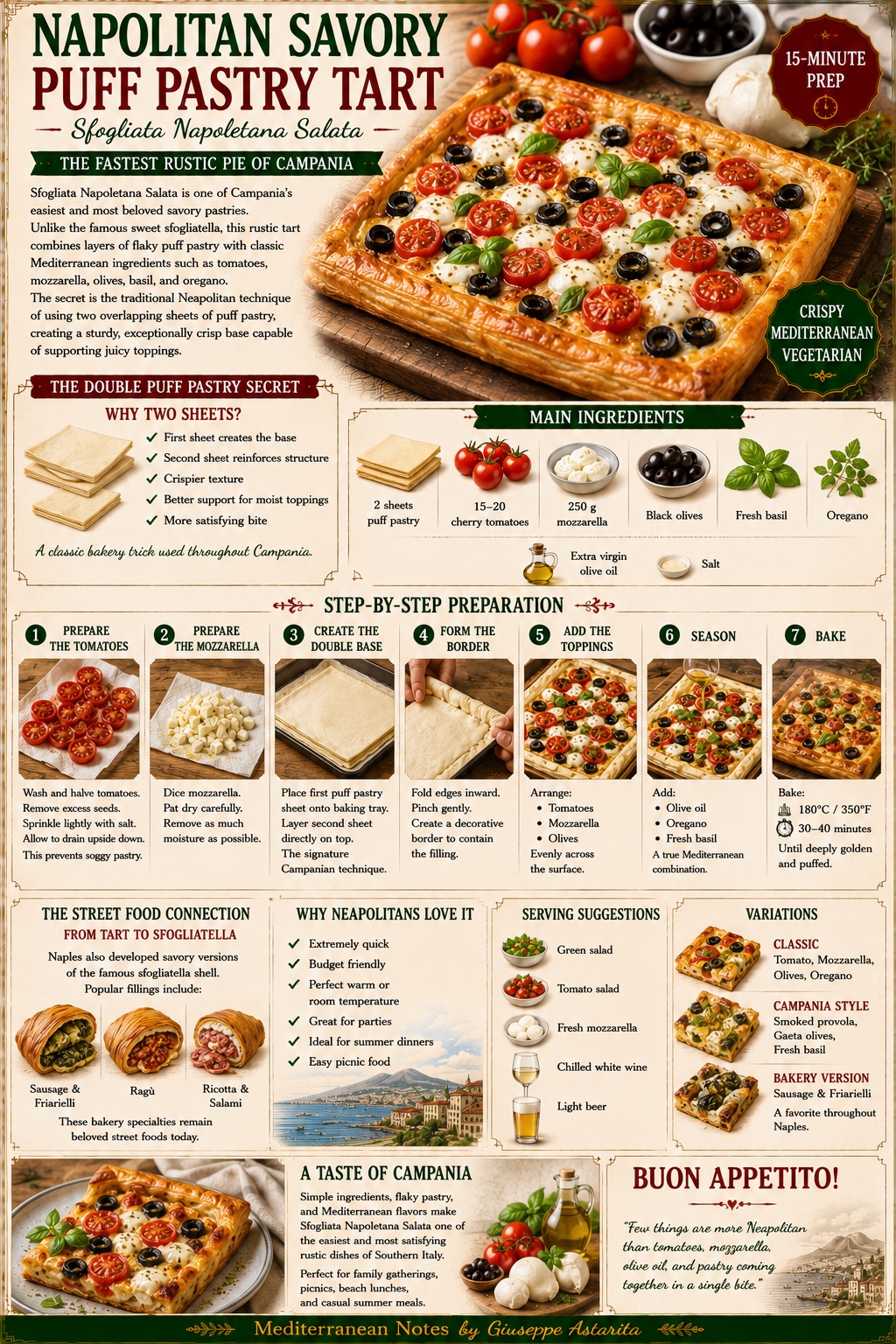 Sfogliata Napoletana Salata — step by step infographic, Mediterranean Notes