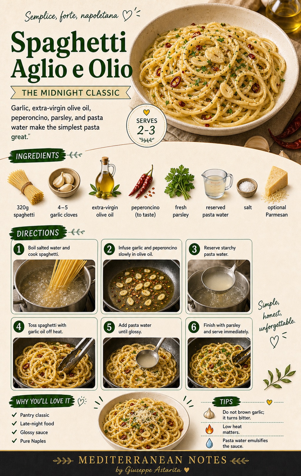 Spaghetti aglio e olio infographic