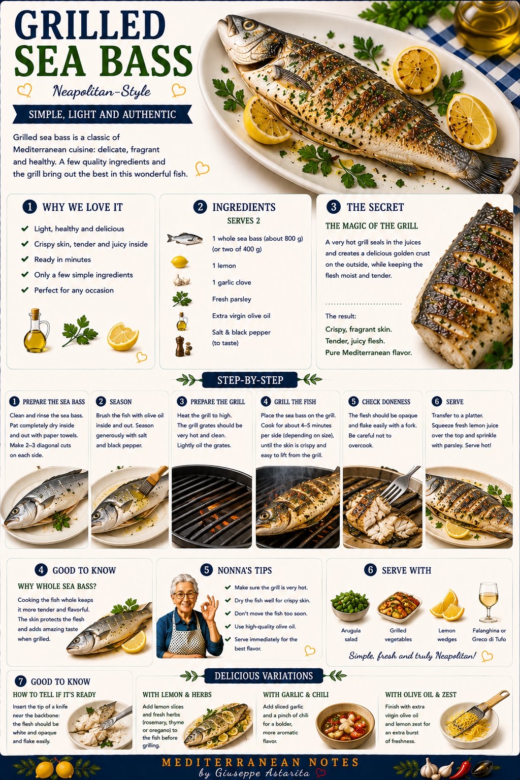 Spigola alla griglia — infographic by Giuseppe Astarita