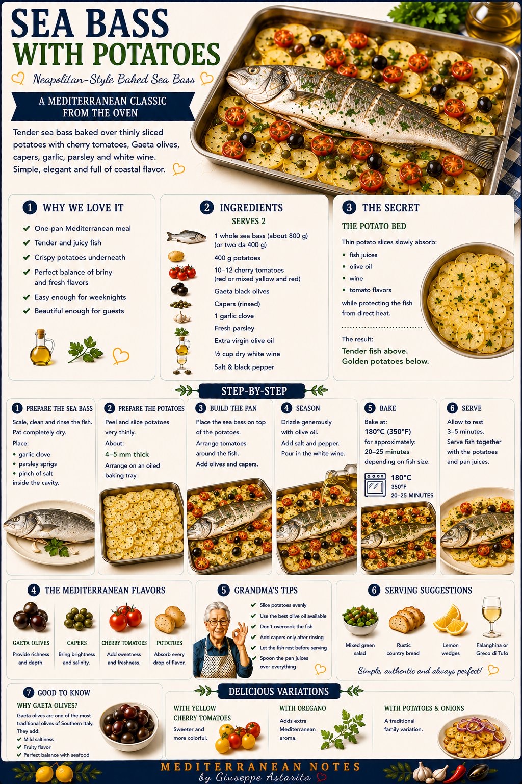 Spigola in guazzetto — infographic by Giuseppe Astarita