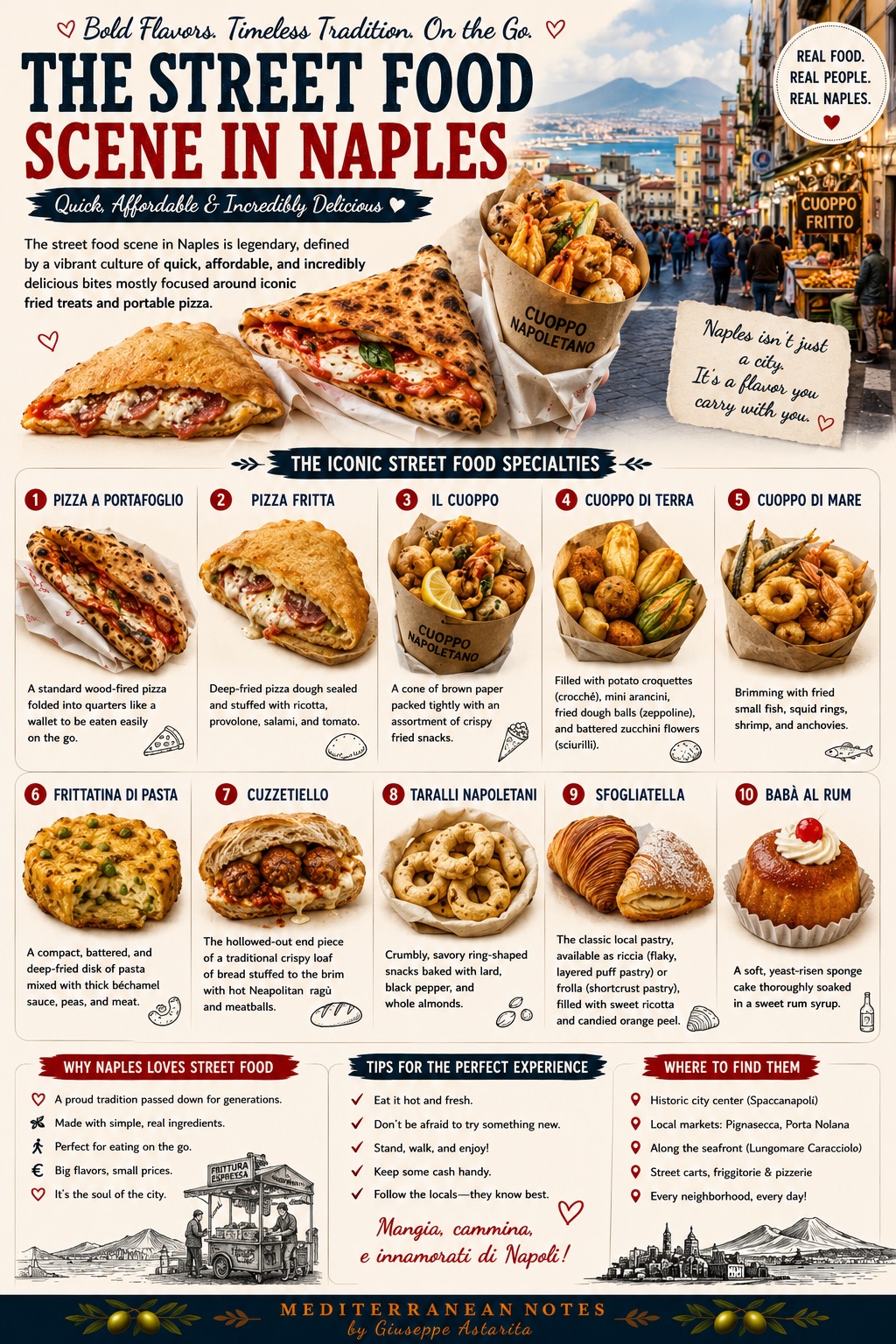 Street Food, the Soul of Naples — infographic, Mediterranean Notes by Giuseppe Astarita