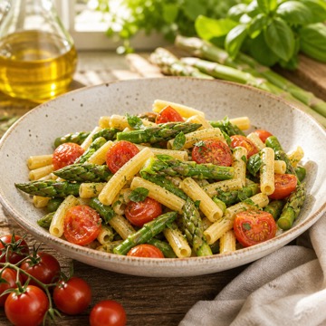 Pasta con asparagi e pomodorini