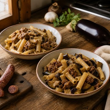Pasta Salsiccia e Funghi (o Melanzane)