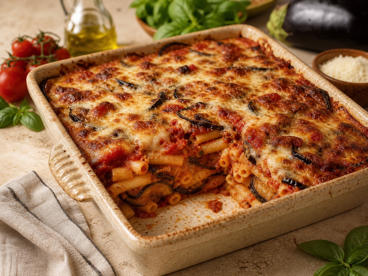 Timballo di melanzane e ziti