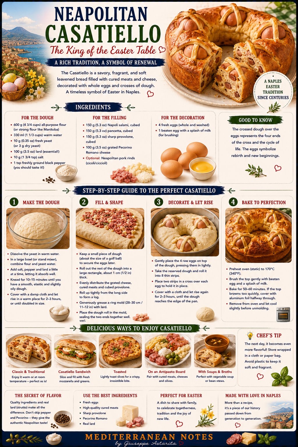 Tortano e Casatiello Napoletano — step-by-step infographic