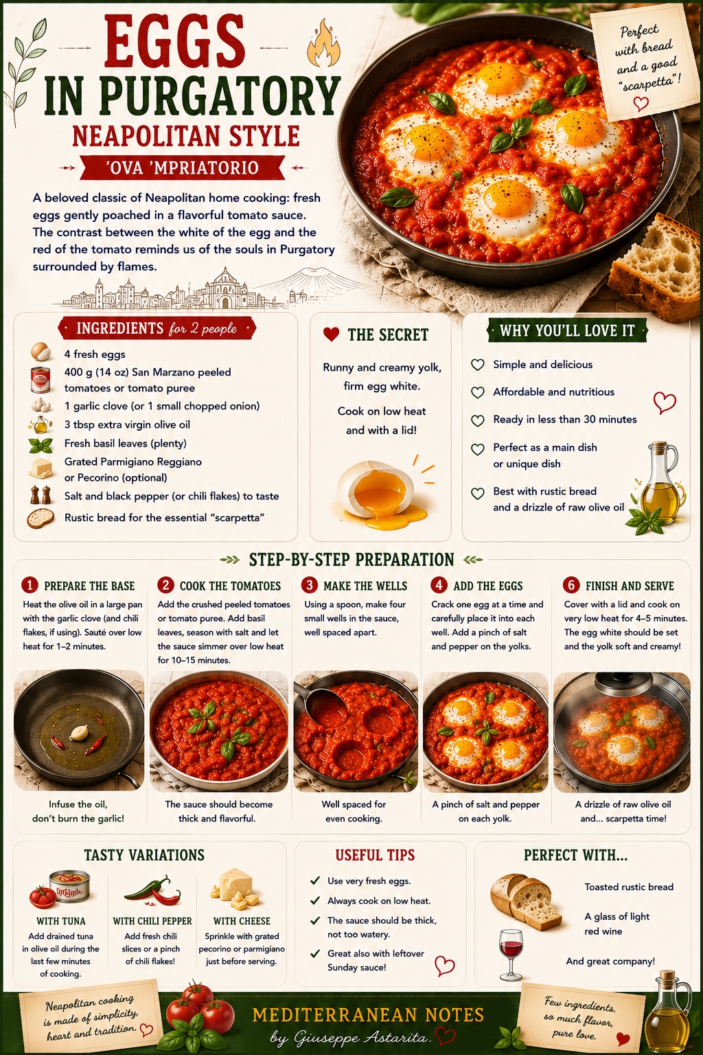 'Ova 'mpriatorio — Uova al Purgatorio infographic by Giuseppe Astarita