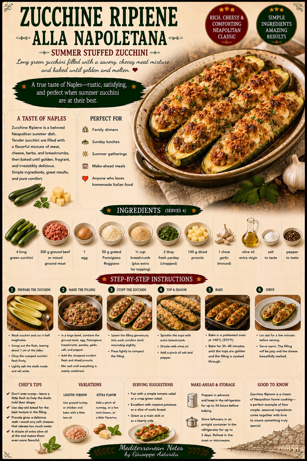 Zucchine Ripiene alla Napoletana — infographic by Giuseppe Astarita