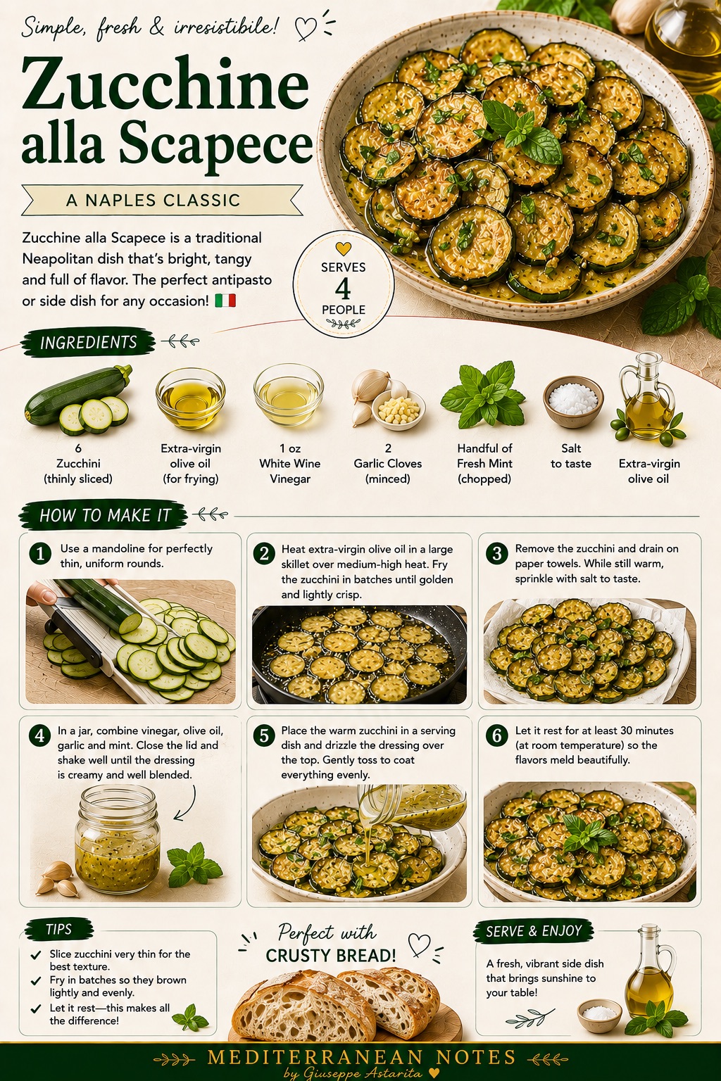 Zucchine alla Scapece infographic — ingredients, directions, and tips